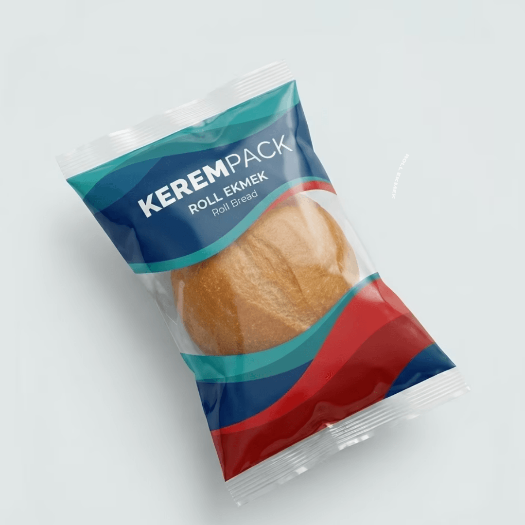 Kerempack logolu baskılı roll ekmek poşeti içinde paketlenmiş ürün.